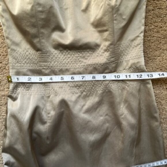 Rene Lezard Brand Women's Gold Strapless Silk Cocktail Dress Sz 4 - Picture 4 of 8